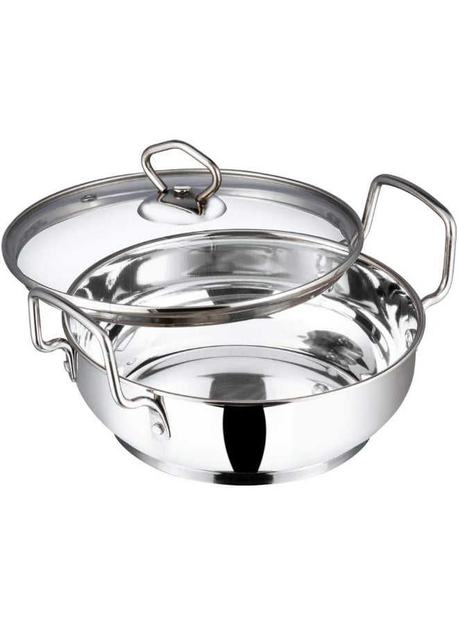 VINOD Stainless Steel Kadhai/Cooking Pot with Glass Lid - 2.7 Litre, 24cm - Image 1