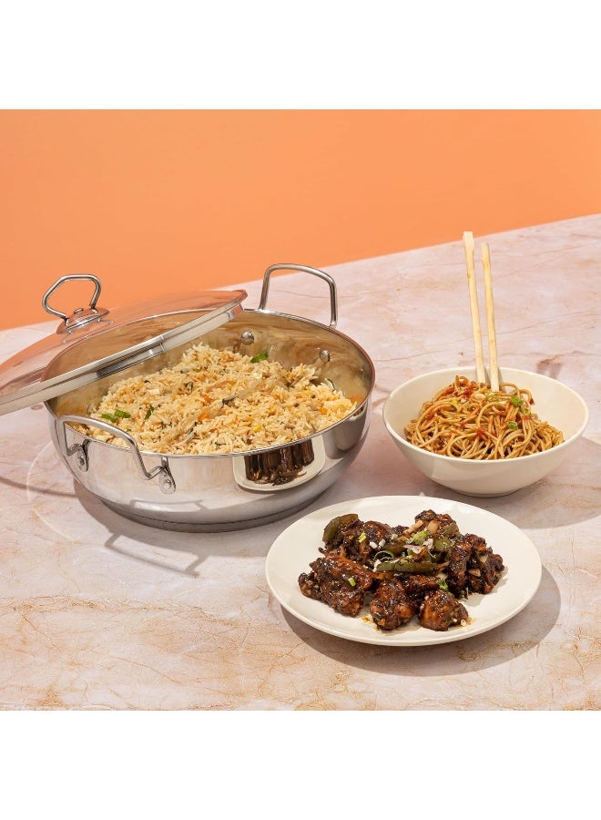 VINOD Stainless Steel Kadhai/Cooking Pot with Glass Lid - 2.7 Litre, 24cm - Image 3