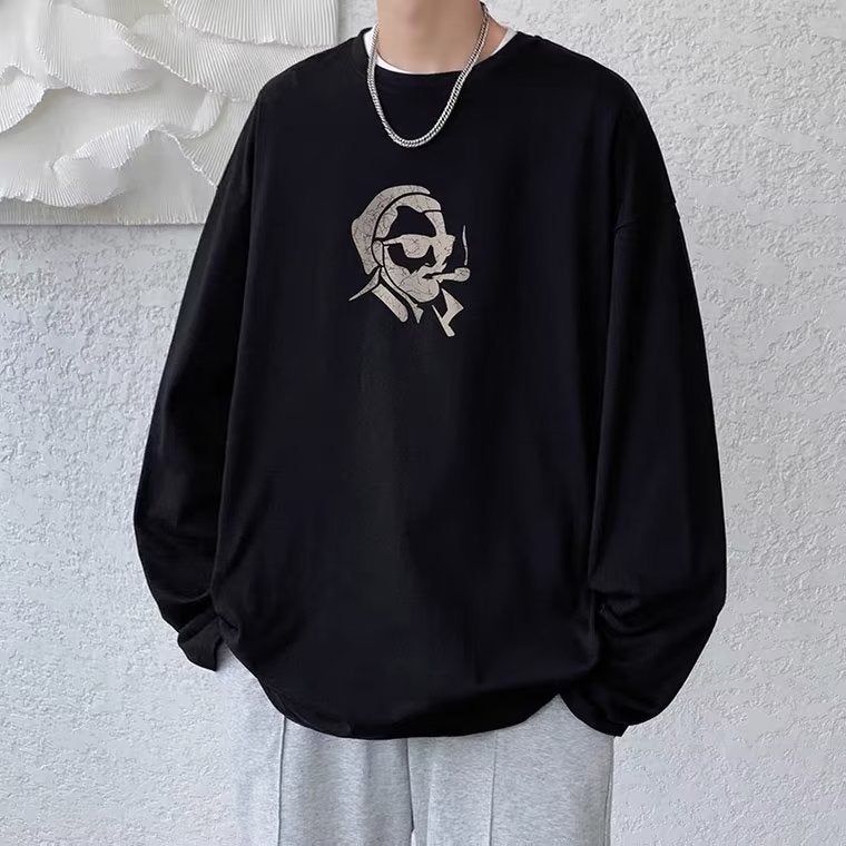 2022 New Long-Sleeved T-Shirt Men'S Korean Style Trendy All-Match Bottoming Shirt Ins Trendy Brand Round Top Youth - Image 3