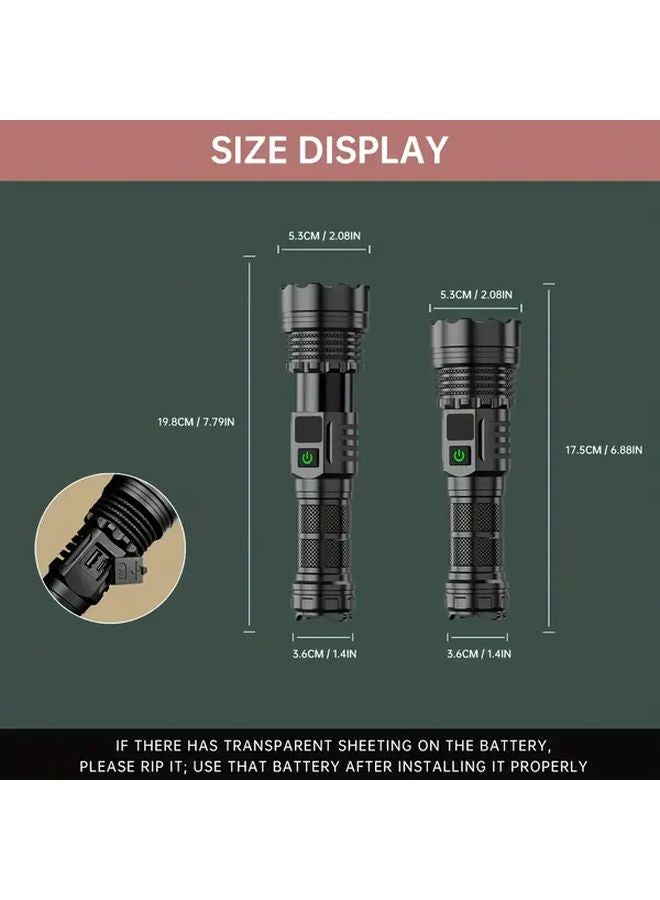 Zoomable Flashlight 5 Modes USB Rechargeable 18650 Battery Telescopic Beam Camping Lamp - Image 4