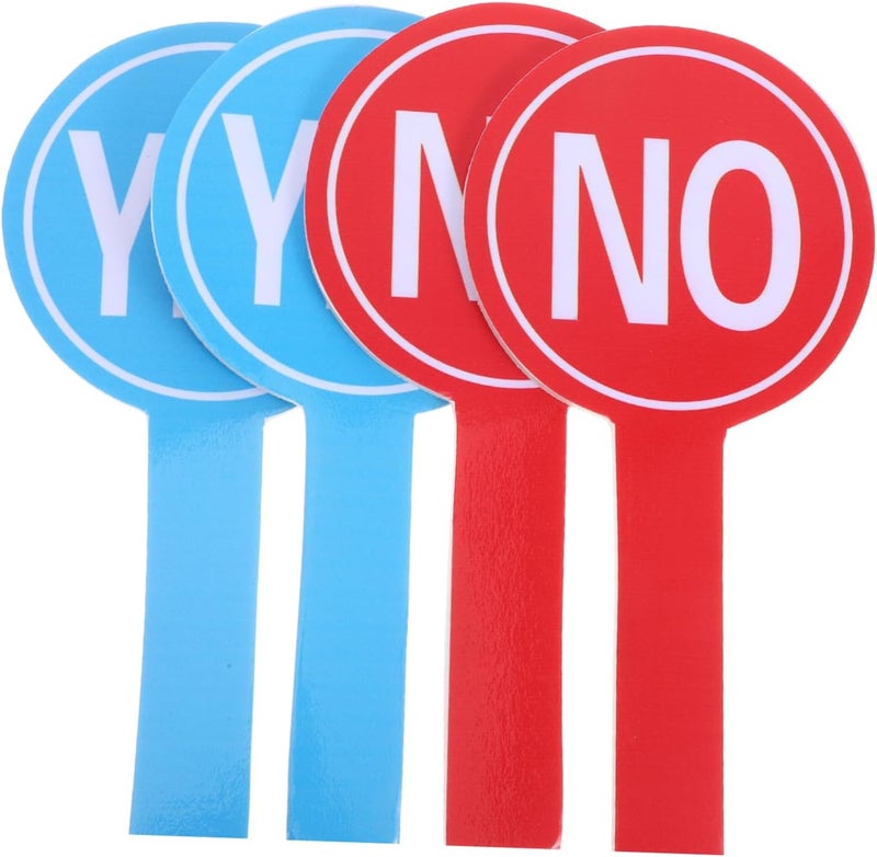 HANABASS 4pcs Handheld Voting Paddle Set Reusable Yes/No Classroom Judging Boards for Teachers Portable Voting Accessories for School Activities - Image 1