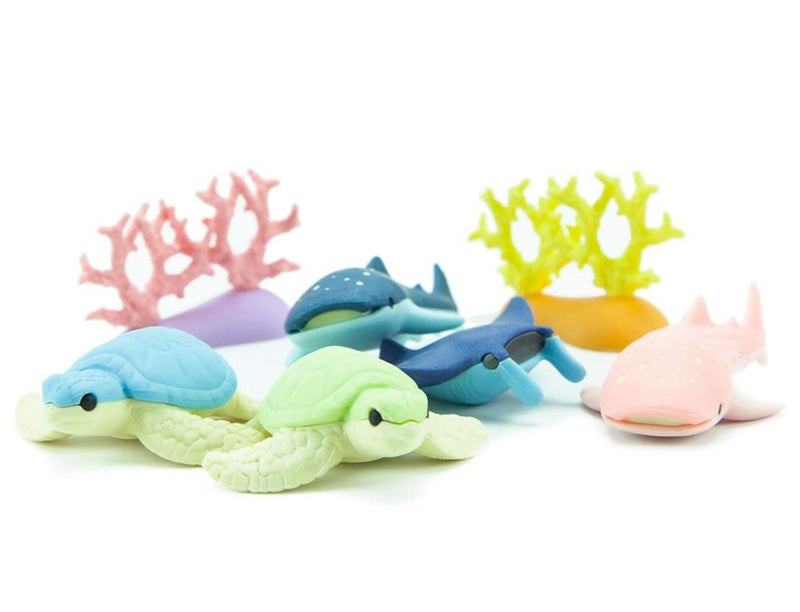 Iwako Deep Sea Animals Turtle Shark Stingray Coral Reef Japanese Erasers - Image 1