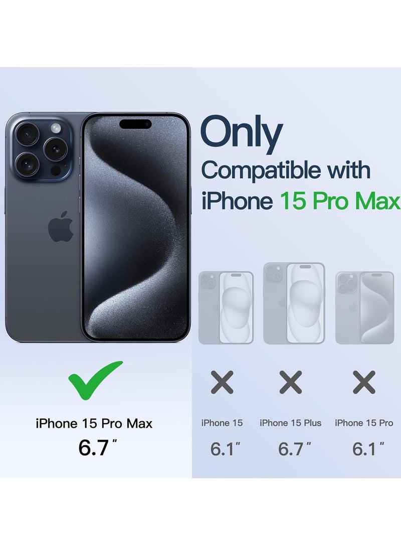 MIGOFAST iPhone 15 Pro Max 6.7-Inch, Camera Lens Full Protection Compatible with MagSafe Wireless Charging Shockproof Electroplated TPU Phone Cover Blue Matte - Image 2