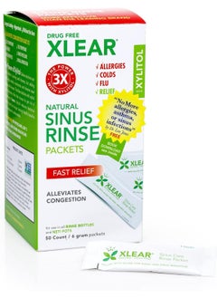 Xlear Xlear Nasal Rinse Refill Packets, Natural Saline Neti Pot Sinus Rinse with Xylitol, Fast Sinus Pressure and Congestion Relief, 50 Packets (Pack of 1) 