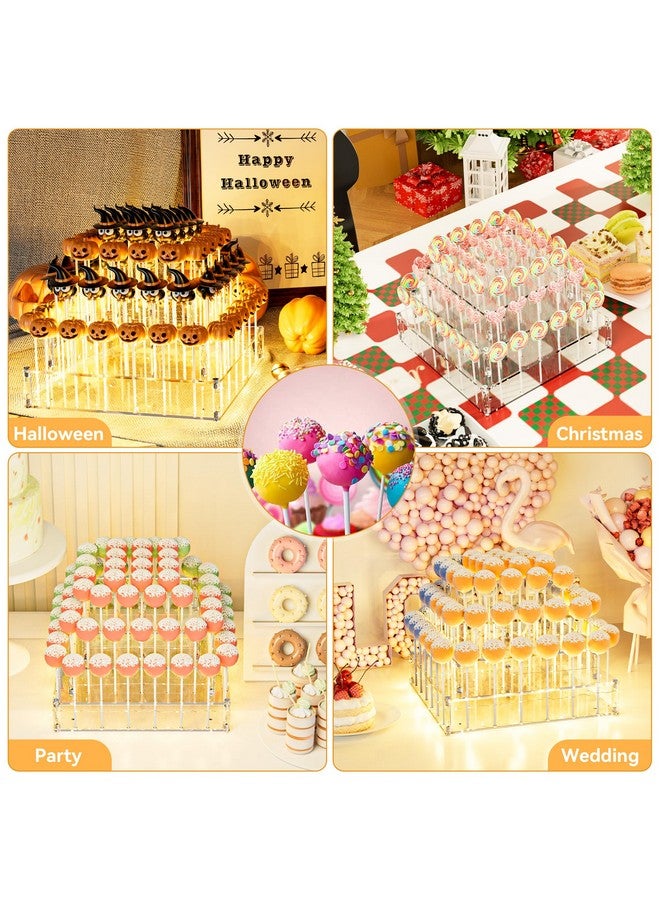Goabroa Cake Pop Stand, 72 Holes Upgraded Acrylic Cake Pop Holder With Led Light, Cake Pop Display For Weddings Christmas Birthday Parties Anniversaries Halloween Candy Decorative - Image 2