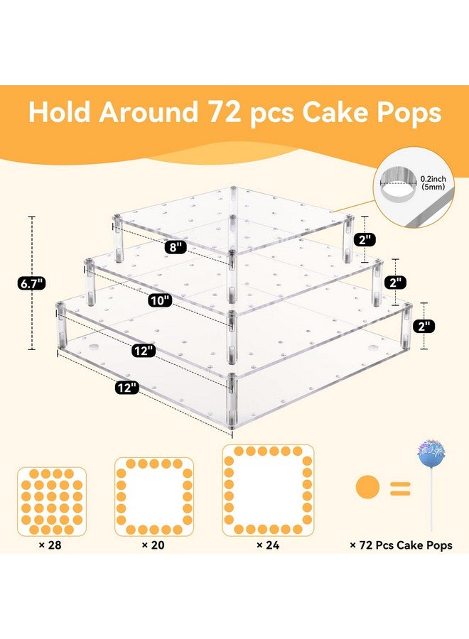 Goabroa Cake Pop Stand, 72 Holes Upgraded Acrylic Cake Pop Holder With Led Light, Cake Pop Display For Weddings Christmas Birthday Parties Anniversaries Halloween Candy Decorative - Image 3