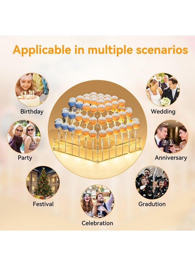 Goabroa Cake Pop Stand, 72 Holes Upgraded Acrylic Cake Pop Holder With Led Light, Cake Pop Display For Weddings Christmas Birthday Parties Anniversaries Halloween Candy Decorative - Image 5