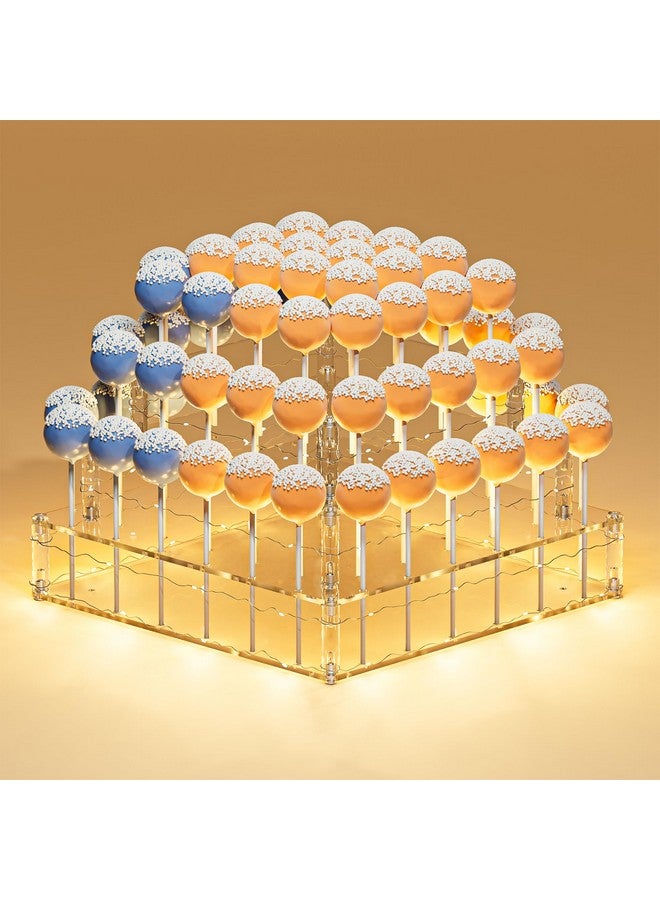 Goabroa Cake Pop Stand, 72 Holes Upgraded Acrylic Cake Pop Holder With Led Light, Cake Pop Display For Weddings Christmas Birthday Parties Anniversaries Halloween Candy Decorative - Image 1