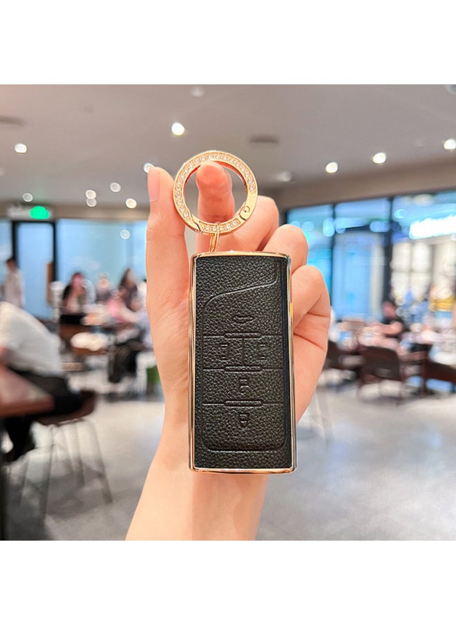For GAC Chuanqi GS8 Shadow Leopard GS4PLUS/GS3/M6/M8/Gm6/GA8 Car Key Cover High-grade Shell-Color:Single Shell + Gold Diamond Ring (remark Color When Placing Order, White By Default))