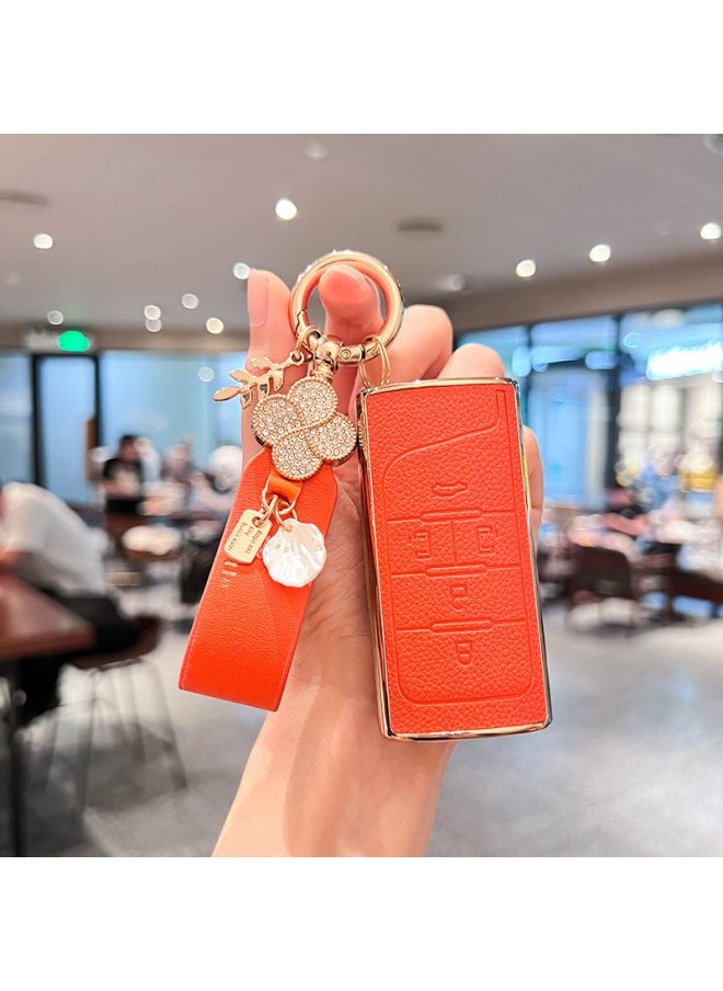 For GAC Chuanqi GS8 Shadow Leopard GS4PLUS/GS3/M6/M8/Gm6/GA8 Car Key Cover High-grade Shell-Color:Single Shell + Gold Diamond Ring (remark Color When Placing Order, White By Default))