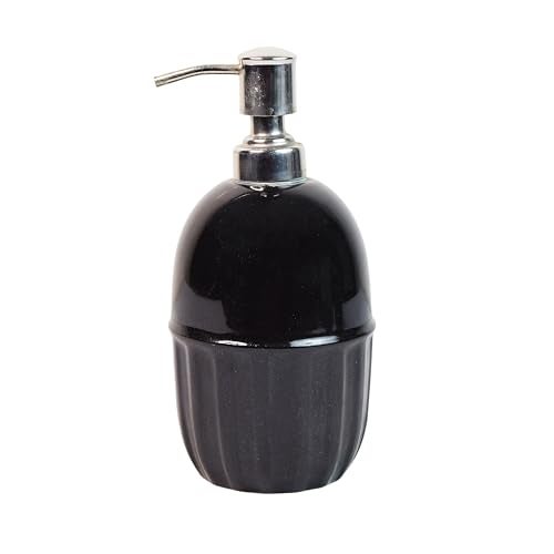 Kaolinite Ceramic Bathroom Accessories Set for Utility and Bathroom Decor | Liquid Soap Dispenser, soap Tray, Toothbrush Holder (Exclusive Bathroom Set) (Black) - Image 5