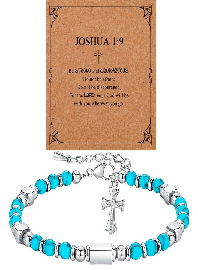 BRUTRIKS Cross Bracelet for Women - Christian Jewelry Gifts for Women Faith - Stainless Steel Inspirational Friendship Bracelet for Best Friend, Daughter, Sister - Religious Confirmation, Graduation, Birthday Gift with Message Card - Image 1