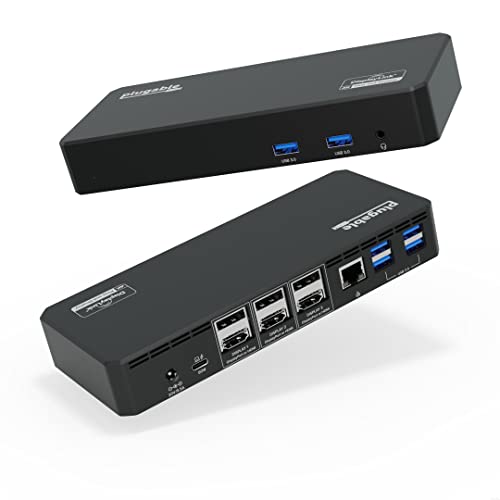 Plugable 12-in-1 USB C Triple Monitor Docking Station, Triple 4K Displays with 3X HDMI or 3X DisplayPort, Compatible with Mac, Windows, Thunderbolt, USB4, USB-C (100W PD, 6X USB Ports, Ethernet) - Image 1