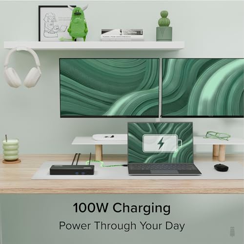Plugable 12-in-1 USB C Triple Monitor Docking Station, Triple 4K Displays with 3X HDMI or 3X DisplayPort, Compatible with Mac, Windows, Thunderbolt, USB4, USB-C (100W PD, 6X USB Ports, Ethernet) - Image 4