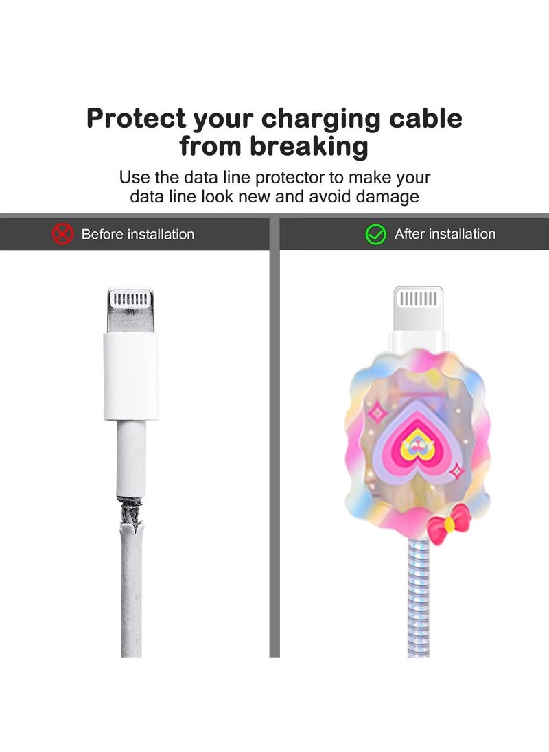Generic - Cable Protector for iPhone Charger, Lovely Compatible with 18W/20W Charger Anti-Bending USB Cover Spiral Ropeand End (Love Heart) - Image 1