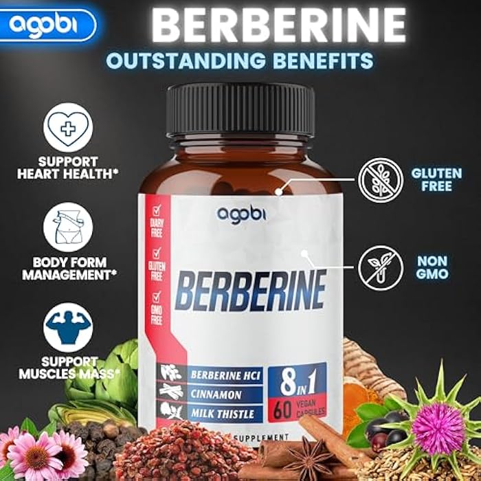 agobi Berberine Supplement with Ceylon, Milk Thistle, Turmeric, Elderberry & More - Support Immune, Cardiovascular & Gastrointestinal - 60 Counts for 2 Months - Image 3