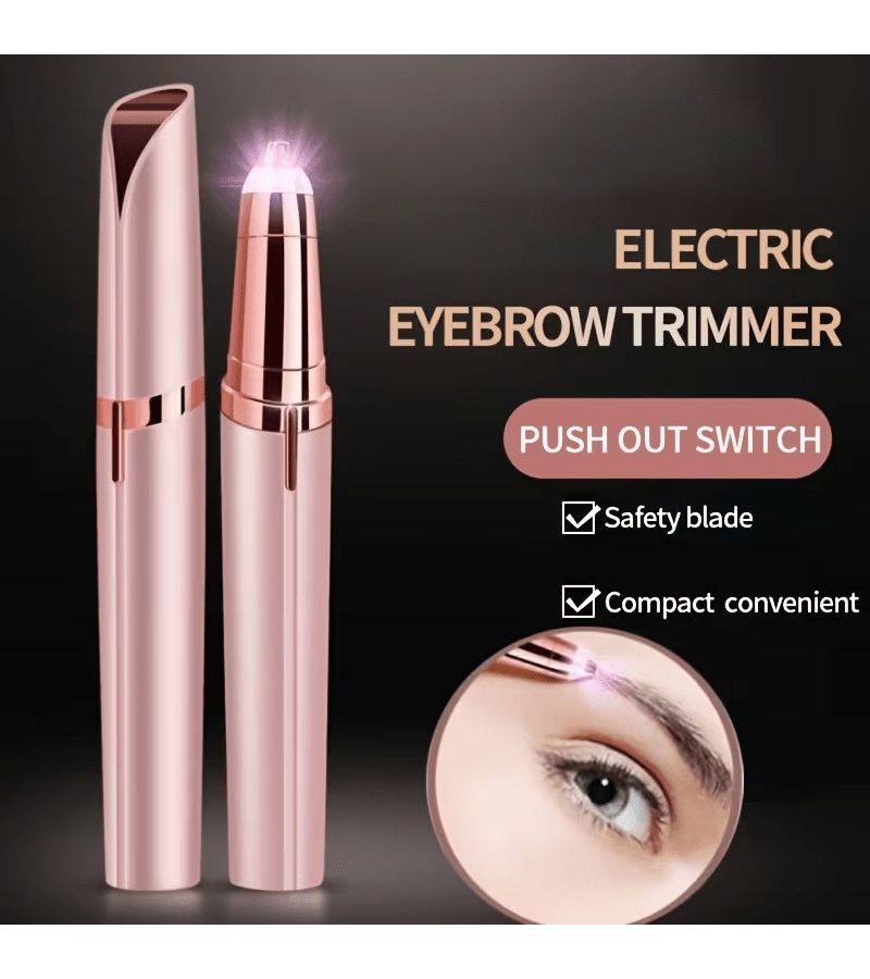 1 Set Pink Portable Rechargeable Electric Eyebrow Trimmer With 5 Replacement Heads Multi Functional Hair Removal Device For Eyebrows Arms Legs Underarms Bikini Area - Image 2