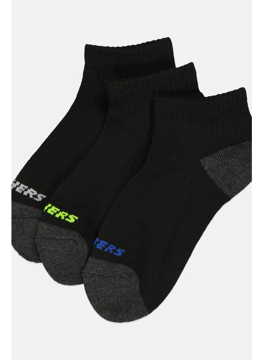 SKECHERS Kids Boy 10 Pairs Brand Logo Qtr Crew Socks, Black  - Image 2