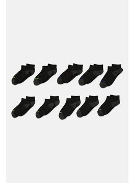 SKECHERS Kids Boy 10 Pairs Brand Logo Qtr Crew Socks, Black  - Image 1