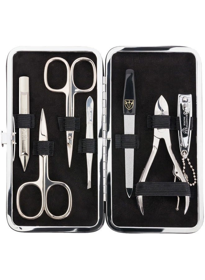 3 Swords Germany brand quality 7 piece manicure pedicure grooming kit set for professional finger & toe nail care scissors clipper fashion leather case in gift box, Made by 3 Swords Germany (6318) - Image 1