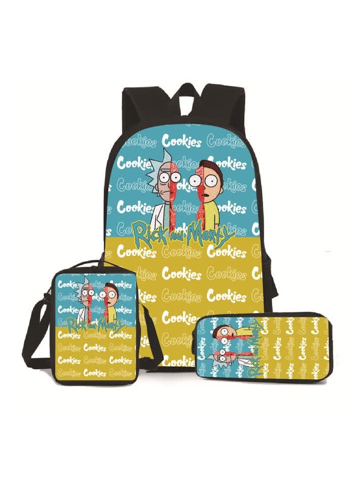 general 2024 new Cookies backpack primary and secondary school students schoolbag print backpack 4-5-6 grade shoulder bag pen bag,26-Three-piece set (backpack + bag + pen bag) - Image 1