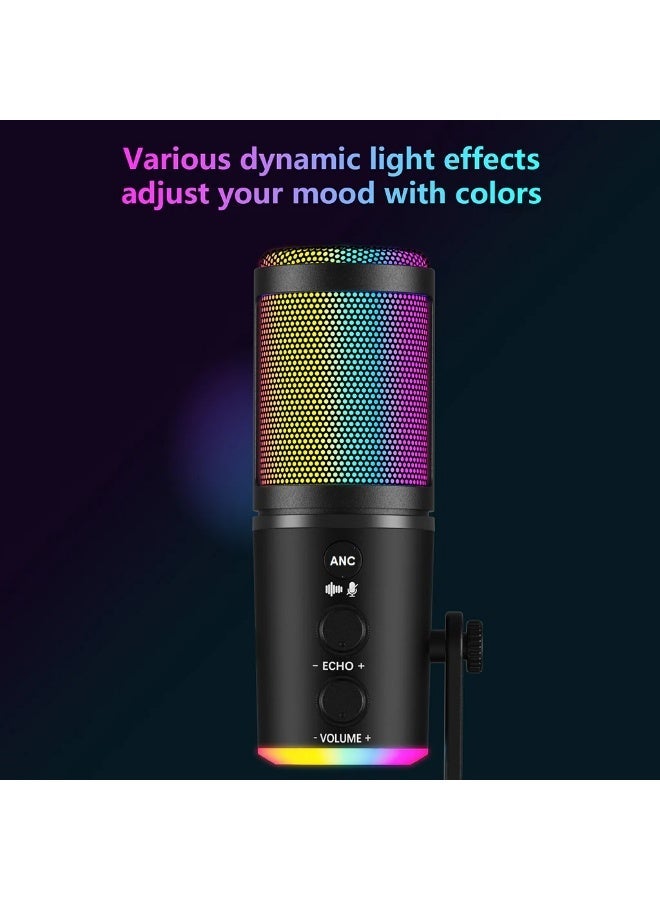 NeePho M02 Wireless / USB Microphone Gaming Desktop Condenser with Pop Filter And ANC Noise Reduction & Dynamic RGB & Gain Knob – Plug & Play for PC,Mobile ,Streaming , Podcasting , Discord | Black - Image 4