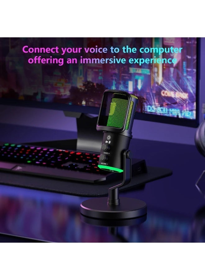 NeePho M02 Wireless / USB Microphone Gaming Desktop Condenser with Pop Filter And ANC Noise Reduction & Dynamic RGB & Gain Knob – Plug & Play for PC,Mobile ,Streaming , Podcasting , Discord | Black - Image 5