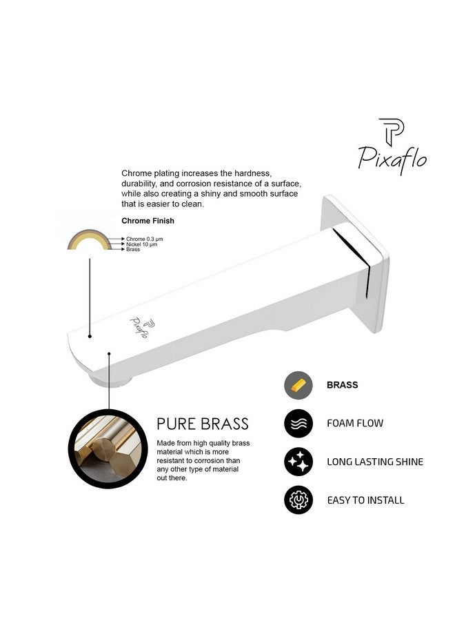 Pixaflo Cubicle Brass Bath Tub Spout with Wall Flange | High Flow (Chrome | Pack of 1) - Image 5