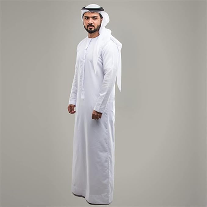 White Robe for Men - Ethnic Style, Polyester Fabric, All  Seasons - Image 3
