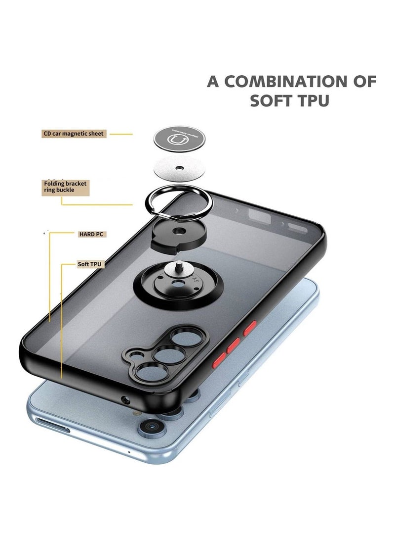 Samsung Galaxy A54 5G Rotational Metal Ring Kickstand Cover Shockproof Matte Finish Back Case with Magnetic Car Mount for Samsung Galaxy A54 5G Blue - Image 4