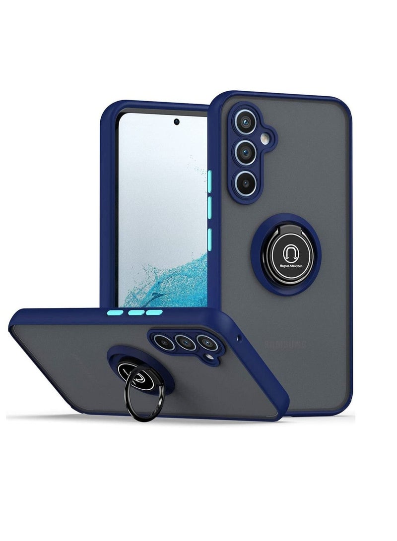 Samsung Galaxy A54 5G Rotational Metal Ring Kickstand Cover Shockproof Matte Finish Back Case with Magnetic Car Mount for Samsung Galaxy A54 5G Blue - Image 1