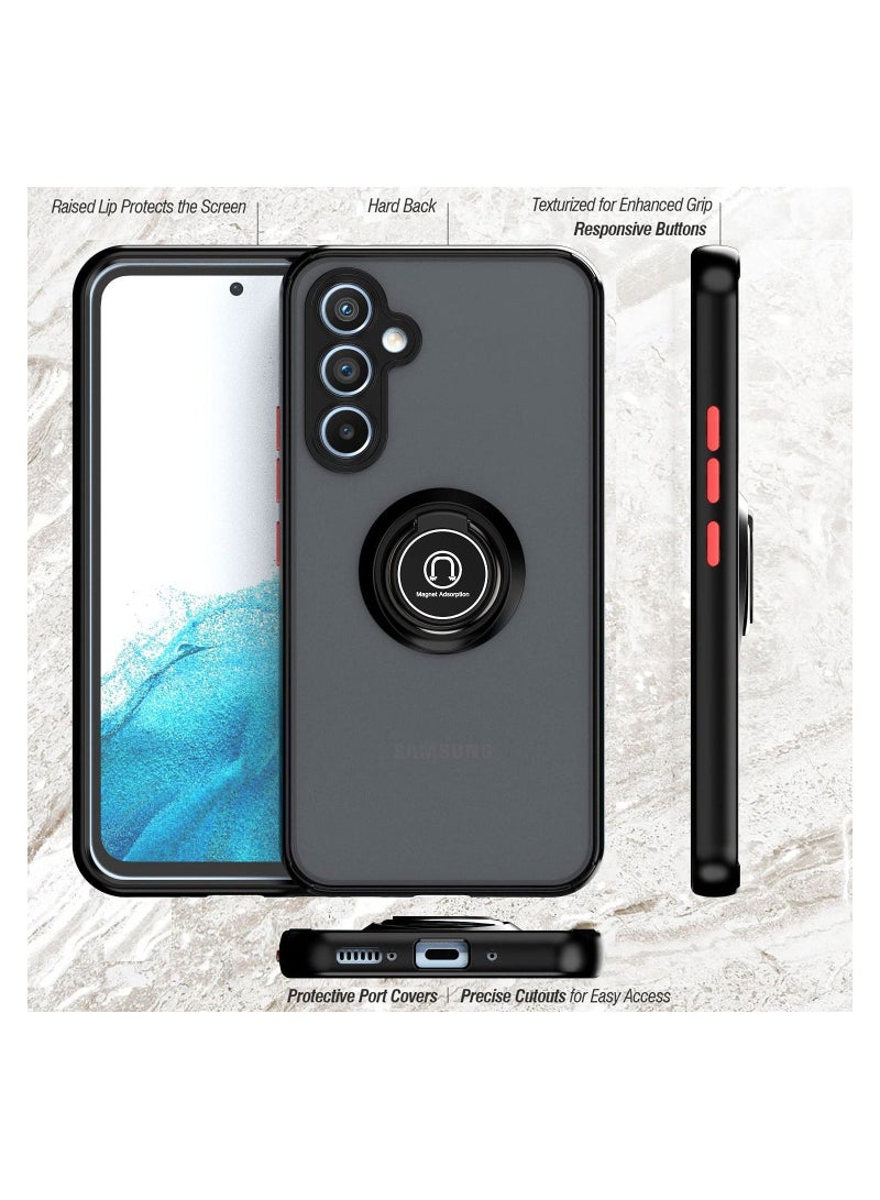 Samsung Galaxy A54 5G Rotational Metal Ring Kickstand Cover Shockproof Matte Finish Back Case with Magnetic Car Mount for Samsung Galaxy A54 5G Blue - Image 3