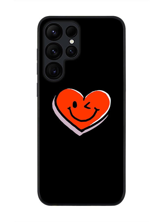 Stylizedd Rugged Black edge case for Samsung Galaxy S24 Ultra, Slim fit Soft Case Flexible Rubber Edges Anti Drop TPU Gel Thin Cover- Winking Heart - Image 1