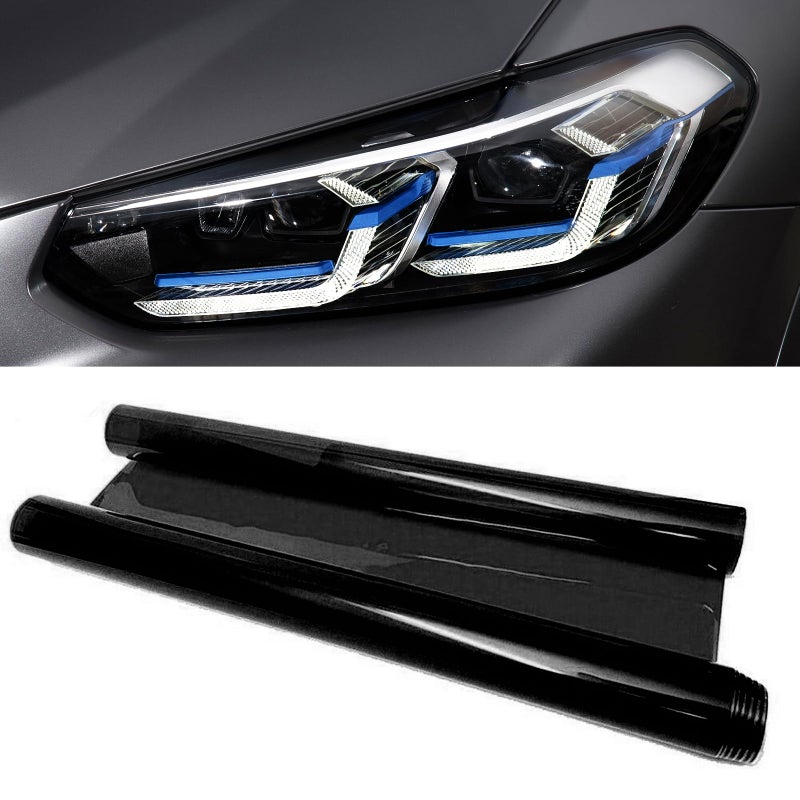 Hirificing Tint Film for Taillight Headlight Fog Light 1248 Inches Vinyl SelfAdhesive Car Tail Light Tape Brake Light Headlight Cover Protection Film Color Shiny Chameleon Sticker Black