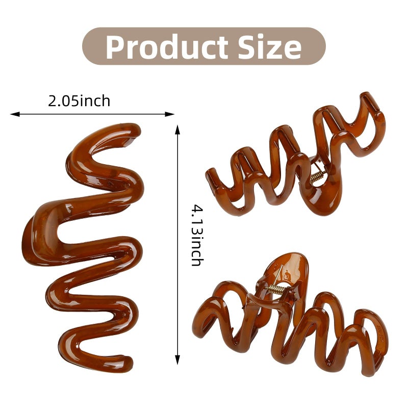 TEBIEKOY Claw Clips for Women Wavy Hair Clips for Thick Hair Non Slip Hair Clip Claw for Women's Hair Cute Hair Accessories 4Pcs - Image 2