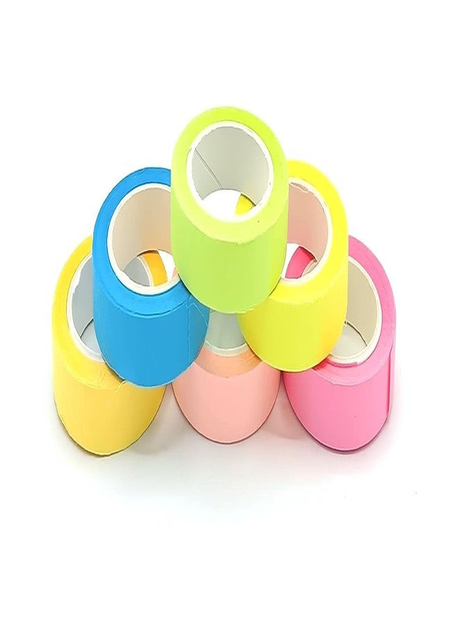 53 Arts Fashionable Washi Tape Set of 6 Attractive Neon Color Adhesive Paper Tapes for Decorative Purposes like Art and Craft, DIY (5m x 10mm) - Image 2