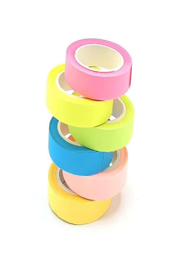 53 Arts Fashionable Washi Tape Set of 6 Attractive Neon Color Adhesive Paper Tapes for Decorative Purposes like Art and Craft, DIY (5m x 10mm) - Image 3