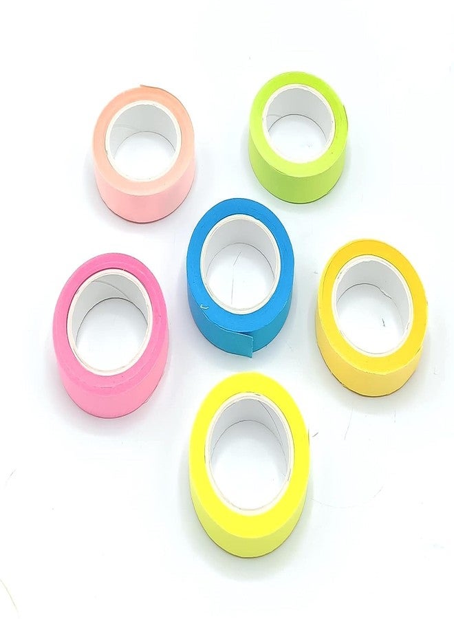 53 Arts Fashionable Washi Tape Set of 6 Attractive Neon Color Adhesive Paper Tapes for Decorative Purposes like Art and Craft, DIY (5m x 10mm) - Image 4