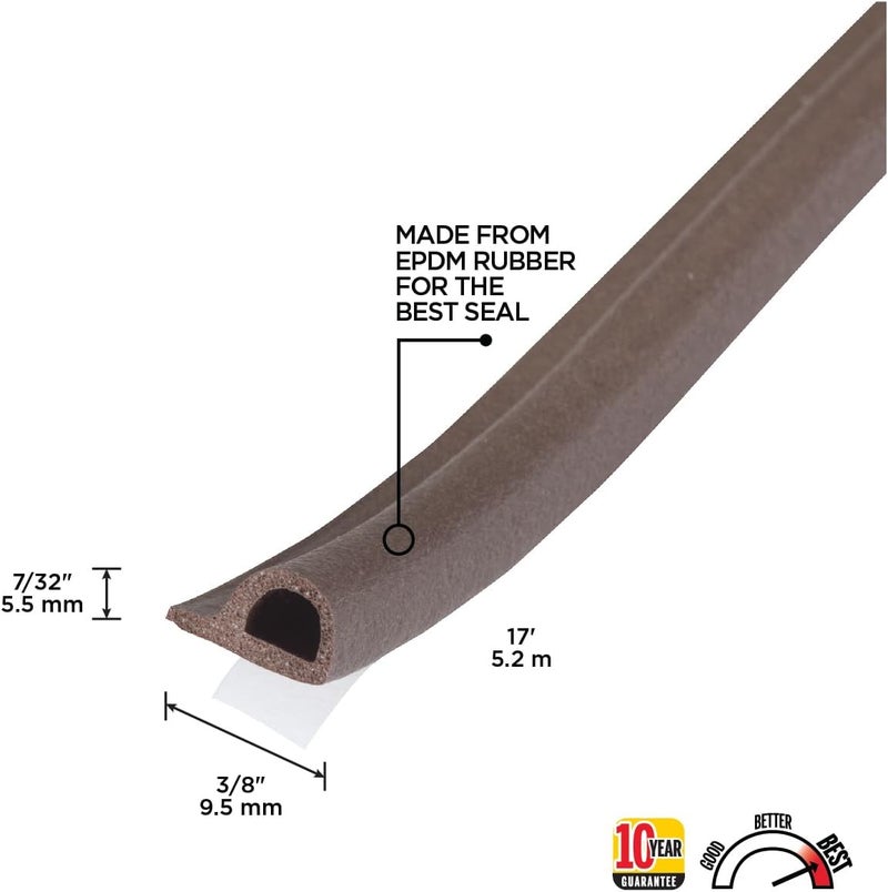 M-D Building Products Subzero Weather-strip, 17 Ft Length, 3/8 In Width, 7/32 In Thickness, EPDM Rubber, Brown - Image 2