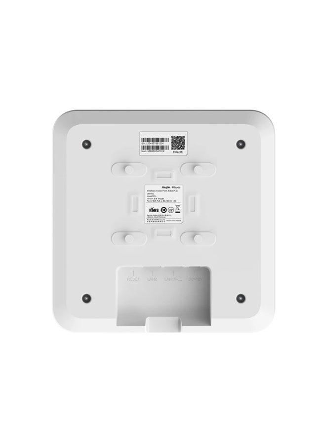 رويجي التقنية اللاسلكية: IEEE 802.11a/b/g/n/ac Wave2 (Wi-Fi 5) السرعات: 2.4GHz: حتى 400Mbps 5GHz: حتى 867Mbps المجموع: حتى 1267Mbps المعالجات: High-performance enterprise chipset الهوائيات: داخلية (Omni-directional) عدد المستخدمين: حتى 110 جهاز متصل في نفس الوقت التجوال (Roaming): مدعوم (Seamless Roaming) الأمان: WPA-PSK, WPA2-PSK, WPA/WPA2-Enterprise التغذية: PoE (802.3af/at) أو 12V DC Adapter المنافذ: 1 × Gigabit Ethernet الإدارة: عبر Rui - Image 3