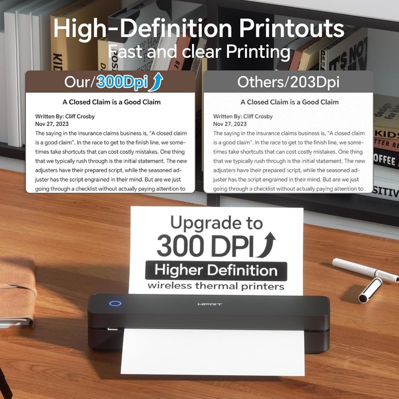 MT610 Pro Portable Wireless Thermal Printer Bluetooth Inkless Mobile Printer for Travel, Home Office Compatible with iOS, Android Laptop Supports 8.5x11 US Letter A4 Thermal Paper Black - Image 3