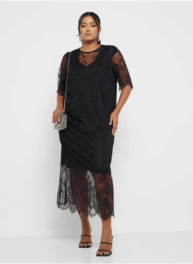 Only Carmakoma Lace Detailed Calf Dress