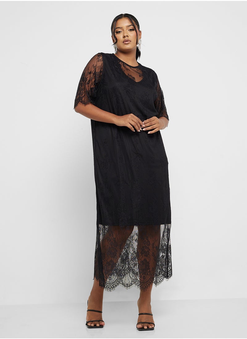 Only Carmakoma - Lace Detailed Calf Dress - Image 1