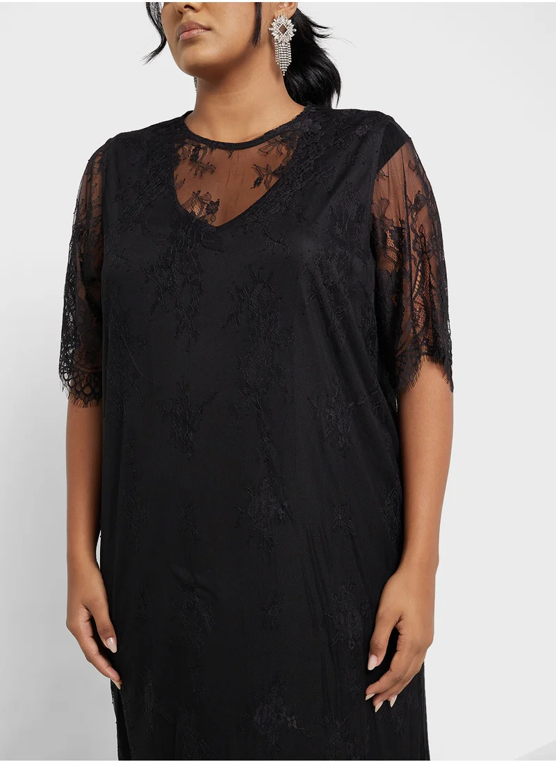 Only Carmakoma Lace Detailed Calf Dress
