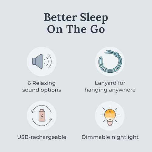 Yogasleep Travel Mini Portable White Noise Sound Machine, 6 Soothing Sounds, Volume Control, Dimmable Night Light, Sleep Therapy for Adults & Baby, USB Rechargeable, Lanyard Included - Image 2