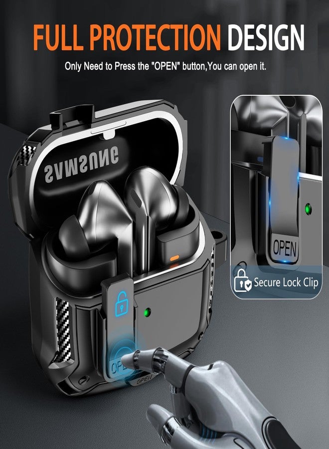 Polislime Compatible with Samsung Galaxy Buds 3 Case & Galaxy Buds 3 Pro Case with Phone Stand, Compatible with MagSafe,Powerful Drop Protection Design with Secure Lock Clip & Cleaning kit -Black - Image 5