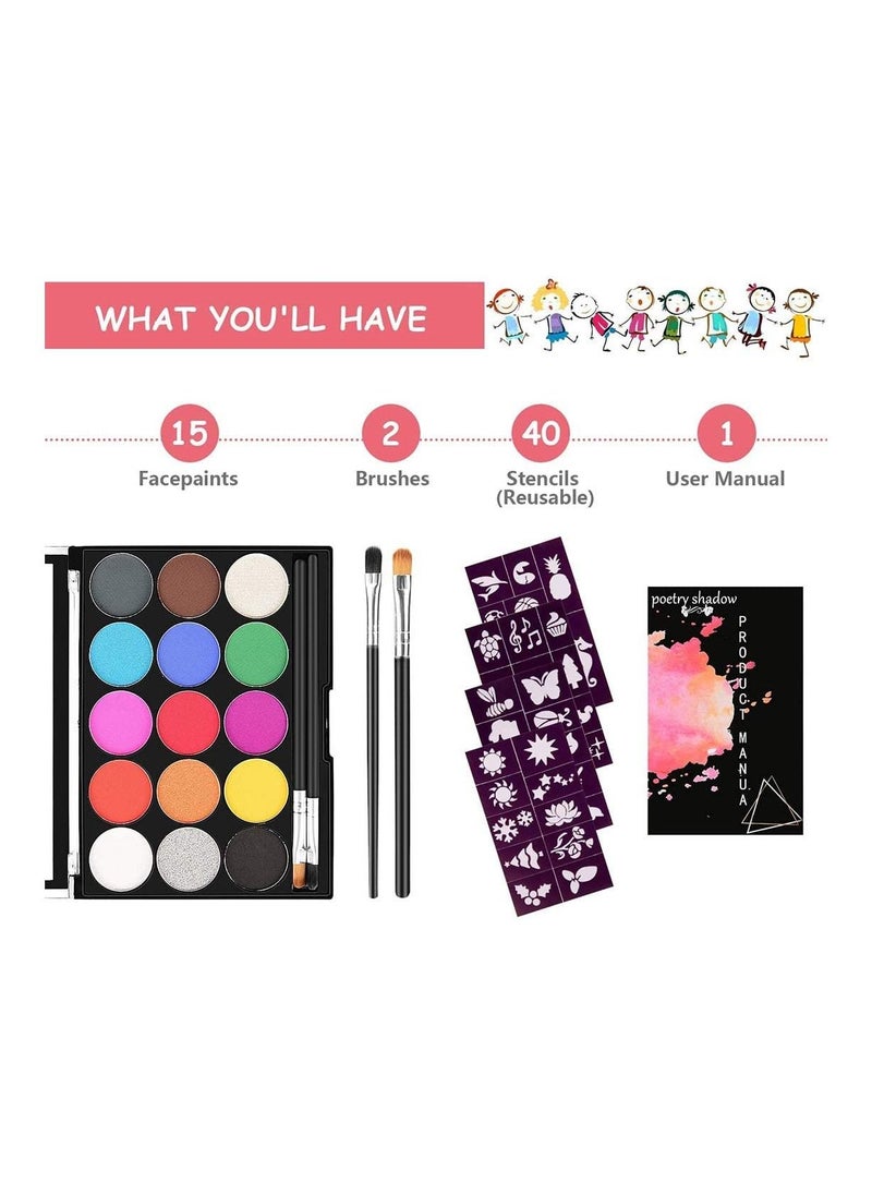 Brain Giggles Brain Giggles Face and Body Painting Kit Non-toxic Washable Professional Palette for Halloween Party Holiday Party Suitable for Kids Boys and Girls  - Image 2