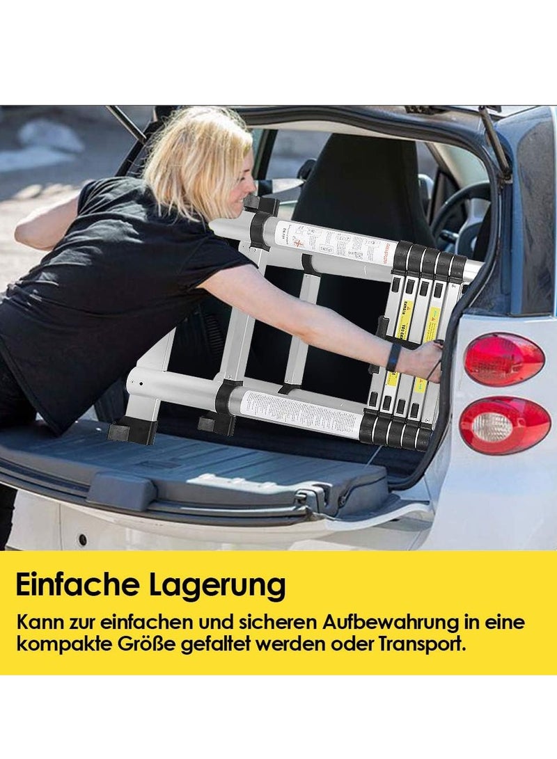 Aluminium Telescopic Ladder, 3.8 m Extendable Ladder, Non-Slip Aluminium Ladder, Multi-Purpose Ladder, Extendable Aluminium Ladder, Telescopic Extendable Ladder, 150 kg Load Capacity - Image 5