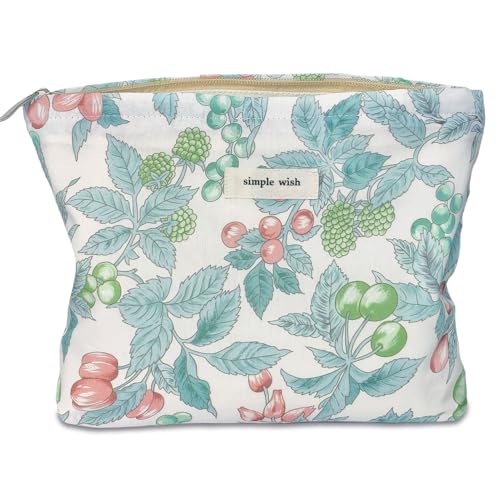 STARDW Aesthetic Floral Makeup Bag Cute Small Cosmetic Bags for Women Girls Travel Toiletry Bag Large Capacity Zipper Makeup Pouch Purse Organizer Pouches - Image 1