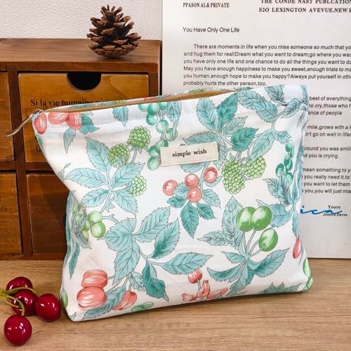 STARDW Aesthetic Floral Makeup Bag Cute Small Cosmetic Bags for Women Girls Travel Toiletry Bag Large Capacity Zipper Makeup Pouch Purse Organizer Pouches - Image 3